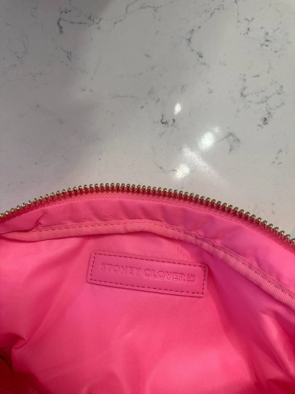 Stoney Clover Lane Makeup Embroidered Pouch in Bubblegum